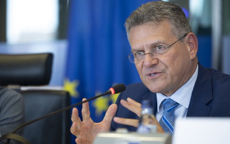 EU phản ứng mạnh khi Trump dọa áp thuế 50%: "Cần tôn trọng, không phải đe dọa". Ông Maros Sefcovic tại Brussels ngày 20/5. Ảnh: X/@MarosSefcovic