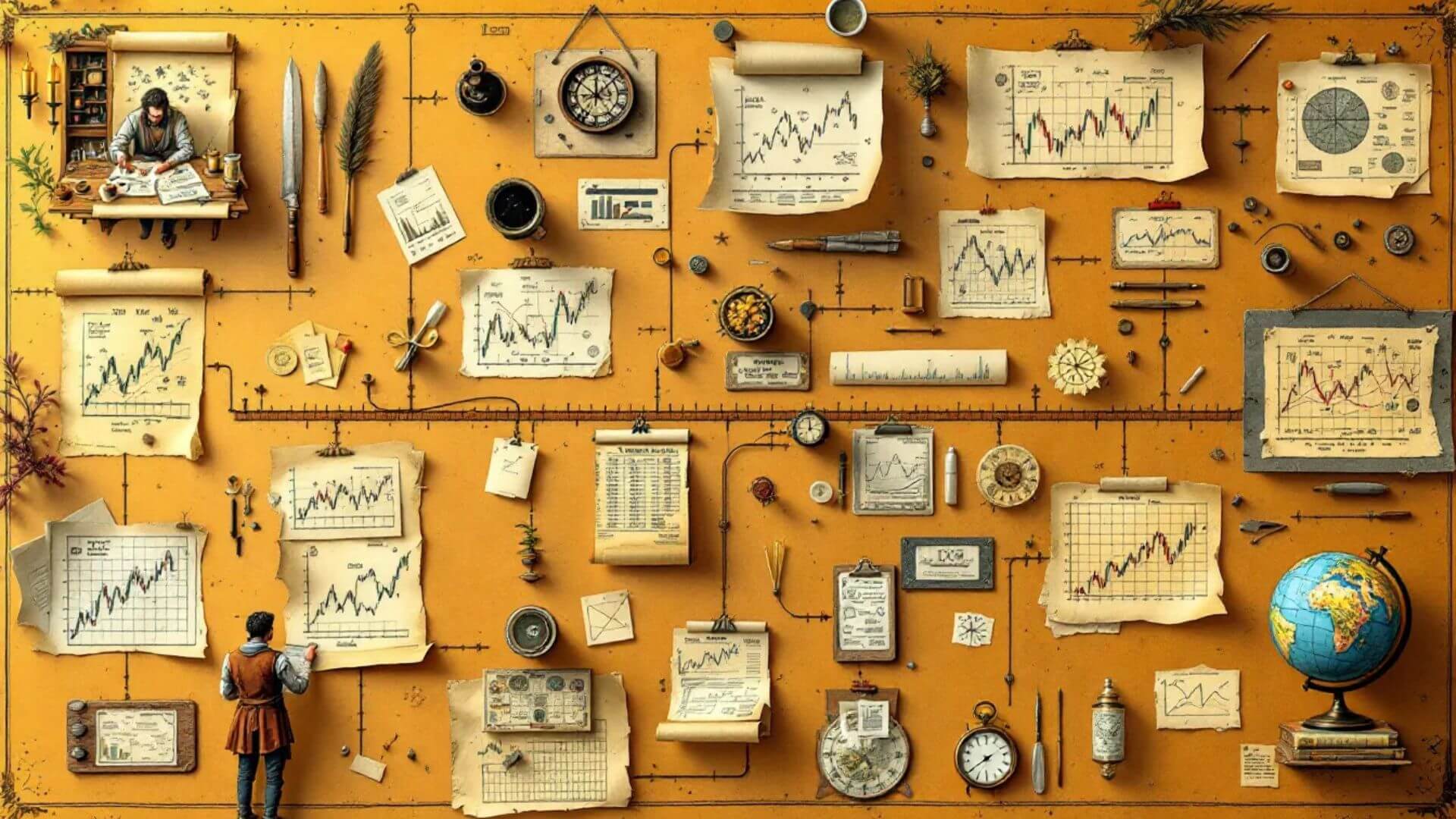 Các thương nhân Assyria cổ đại đã thiết lập những trạm giao dịch đầu tiên, đặt nền móng cho những gì sau này trở thành phân tích kỹ thuật. Những thương nhân này ghi chép tỉ mỉ giá cả và khối lượng giao dịch, tạo ra những hình thức ghi chép dữ liệu thị trường đầu tiên. Thực tiễn này lan rộng sang các nền văn minh cổ đại khác, bao gồm cả Hy Lạp, nơi các xu hướng thị trường được theo dõi và ghi chép chặt chẽ.