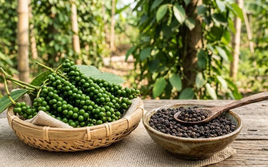 Bảng giá hạt tiêu đen và hạt tiêu trắng hàng ngàyLoại hạt tiêuGiá cả(Đơn vị: USD/tấn)Thay đổi(%)Tiêu đen Lampung - Indonesia7.070-0,06Tiêu trắng Muntok - Indonesia9.315-0,05Tiêu đen Brazil ASTA 5706.150-Tiêu đen Kuching Malaysia ASTA9.300-Tiêu trắng Malaysia ASTA12.200-Tiêu đen loại 500 g/l Việt Nam6.100-Tiêu đen loại 550 g/l Việt Nam6.200-Tiêu trắng Việt Nam ASTA9.000-