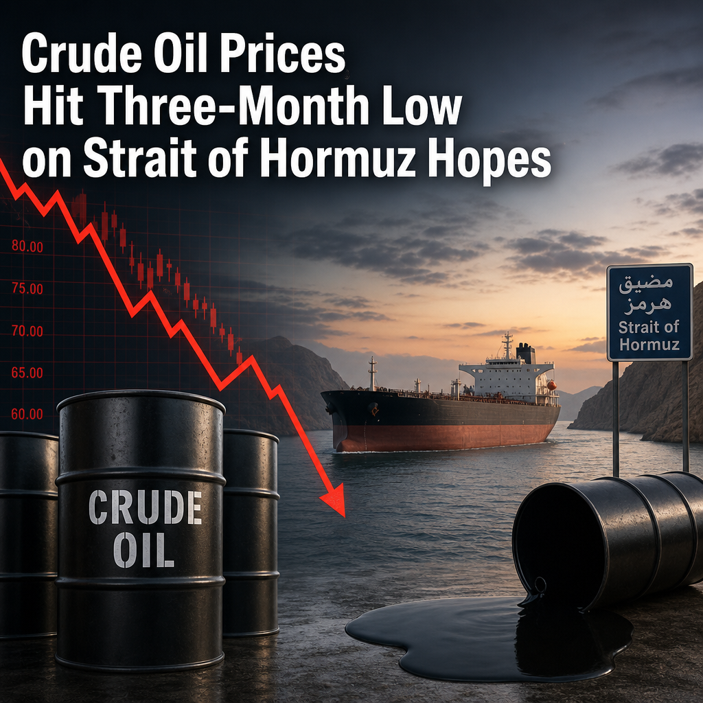 Illustration of Crude Oil Prices Hit Three-Month Low on Strait of Hormuz Hopes
