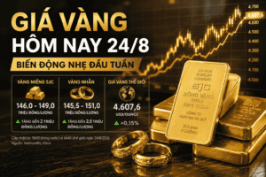 Giá vàng hôm nay 24/8: SJC, vàng nhẫn tăng mạnh