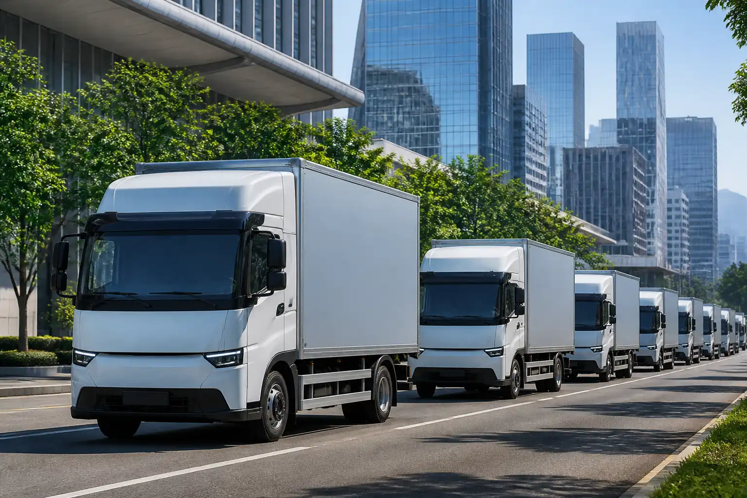 Illustration of Hàng nghìn xe tải điện dần thành mạch máu logistics đô thị