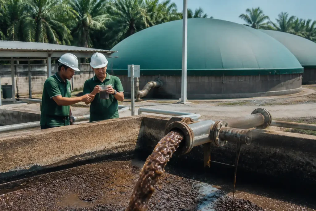 Illustration of Indonesia đẩy mạnh chế biến chất thải dầu cọ thành biogas