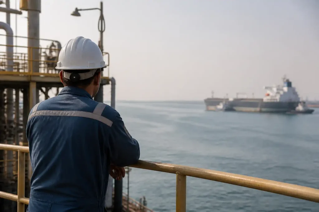 Illustration of Nhà giao dịch dầu định giá lại rủi ro eo biển Hormuz khi nhu cầu suy yếu