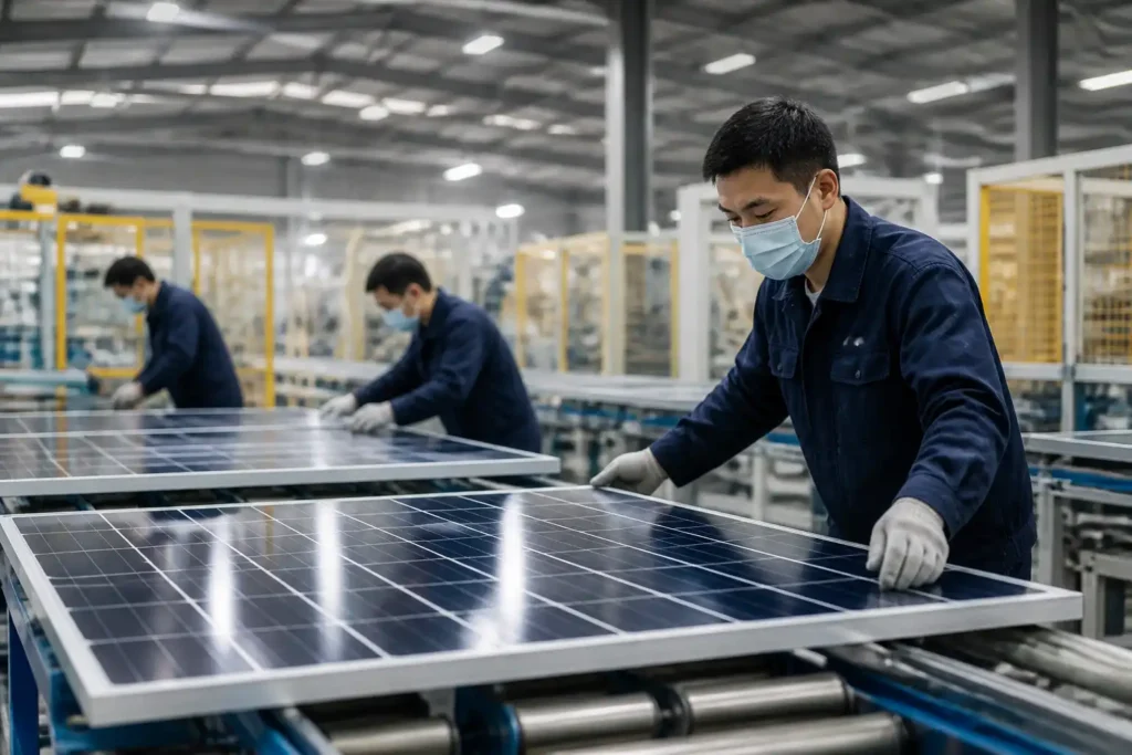 Illustration of Xuất khẩu điện mặt trời của Trung Quốc giảm 21,4% trong tháng 7