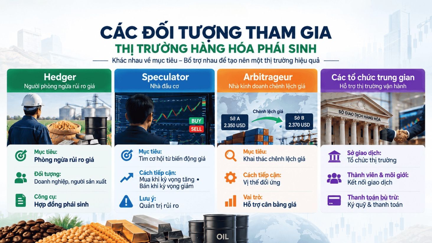 Các đối tượng tham gia thị trường hàng hóa phái sinh