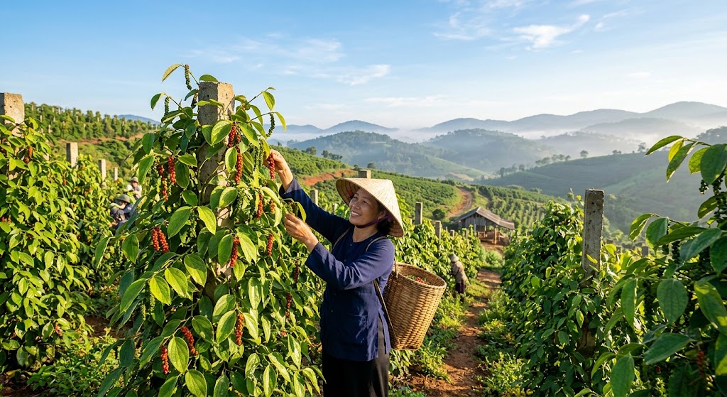 Hồ tiêu Lâm Đồng đẩy mạnh sản xuất theo tiêu chuẩn