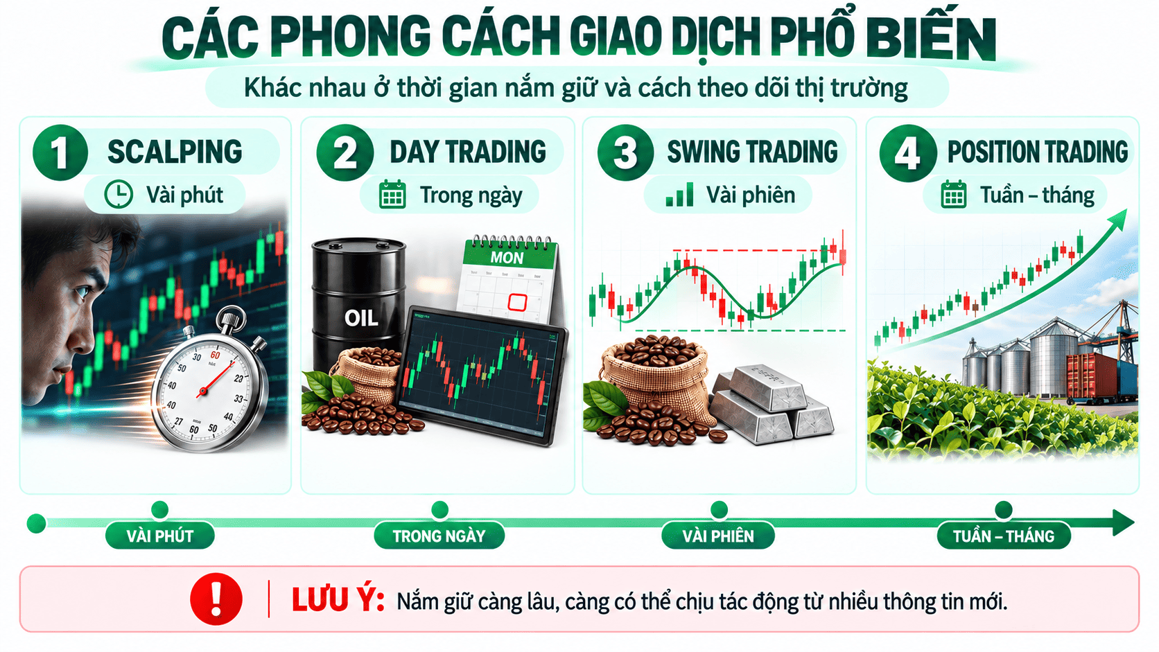 Các phong cách giao dịch phổ biến trong thị trường hàng hóa phái sinh