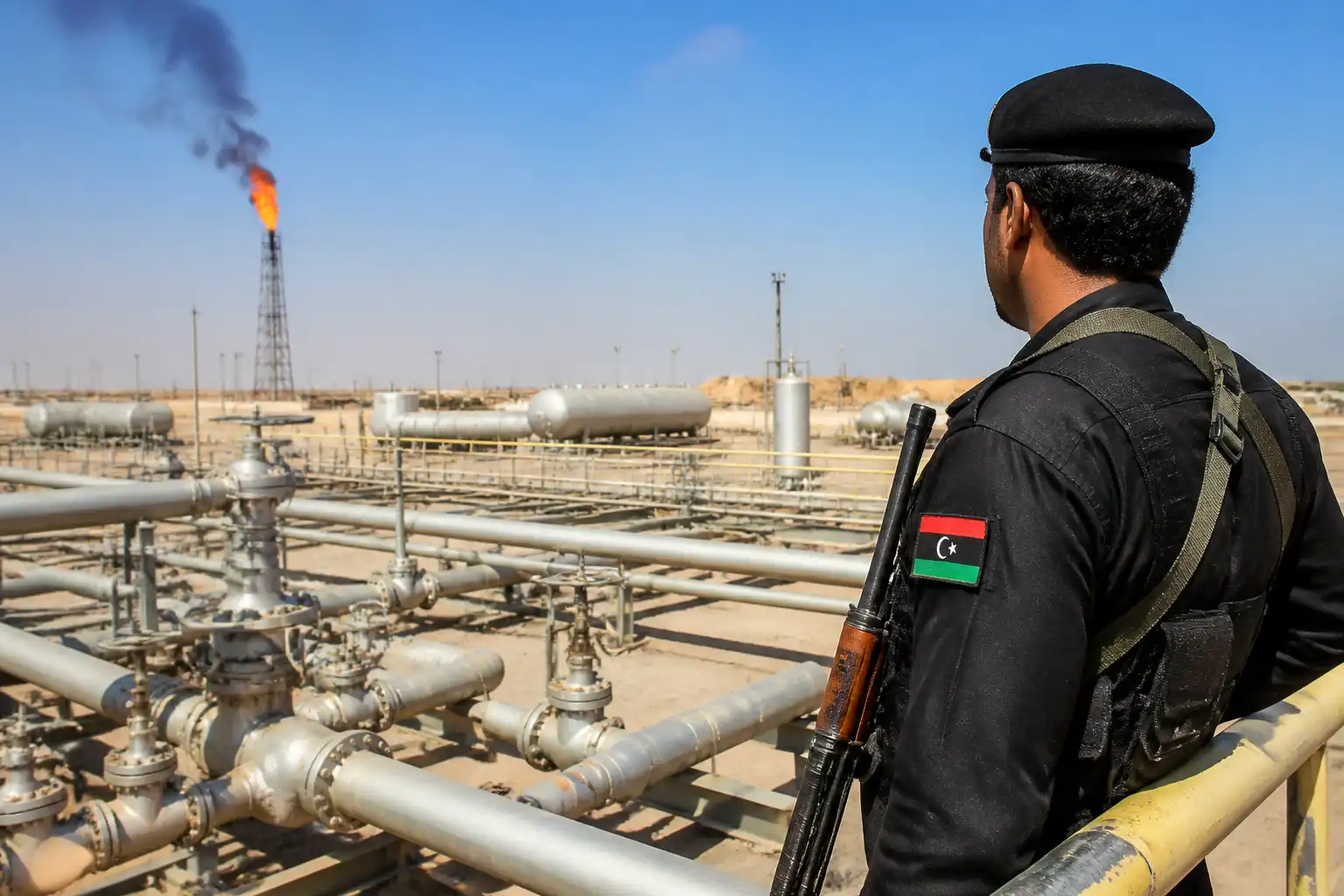 Illustration of Libya đe dọa bất khả kháng khi lực lượng bảo vệ dầu mỏ đóng cửa mỏ dầu