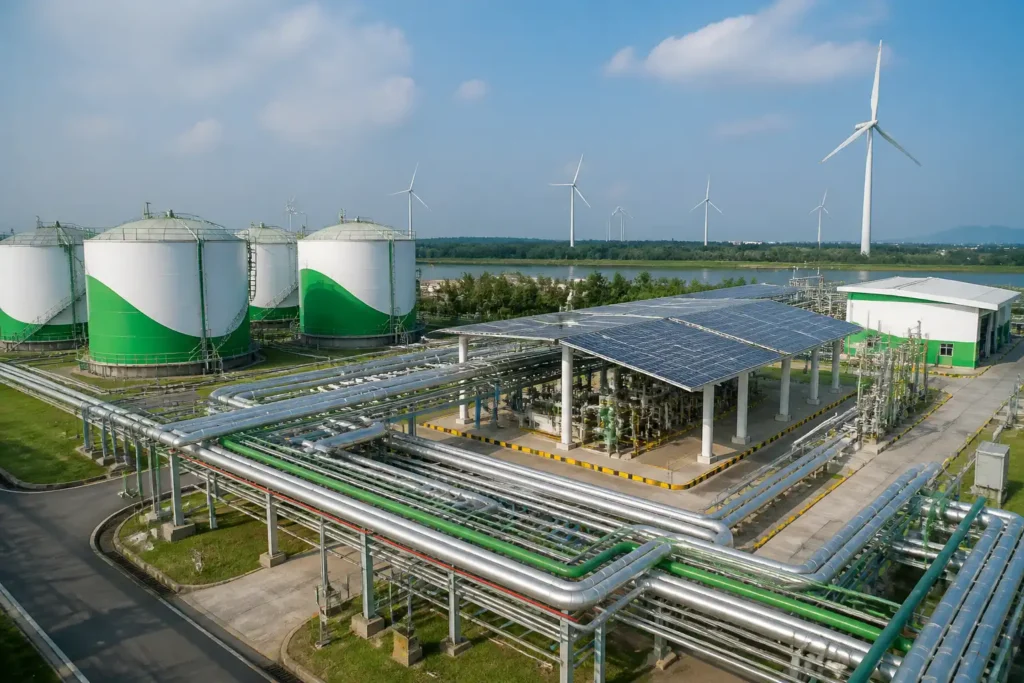 Illustration of Petrolimex tăng cường kết nối, mở rộng hợp tác hạ tầng năng lượng xanh