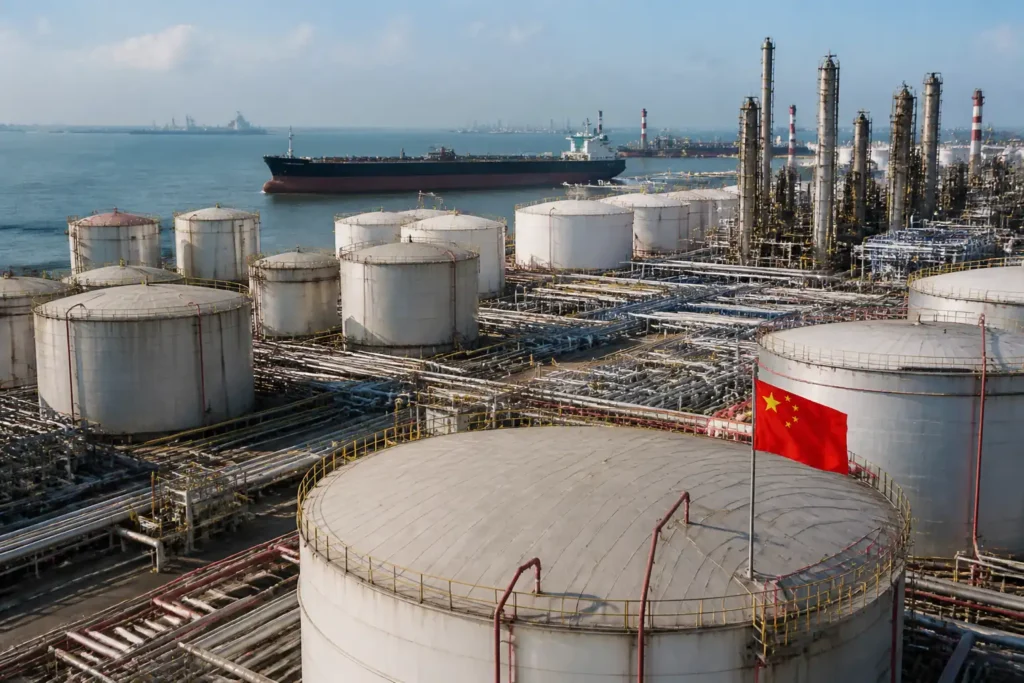 Illustration of Trung Quốc nắm 80% dầu Iran, phủ bóng lên thượng đỉnh Trump–Tập