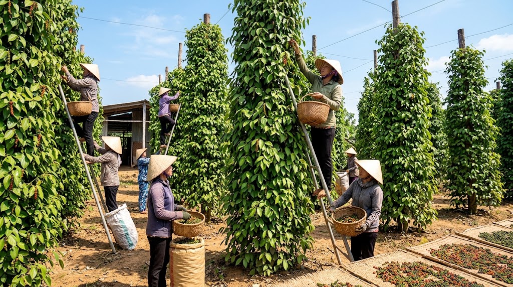 Giá hồ tiêu xuất khẩu chưa có biến động đáng chú ý