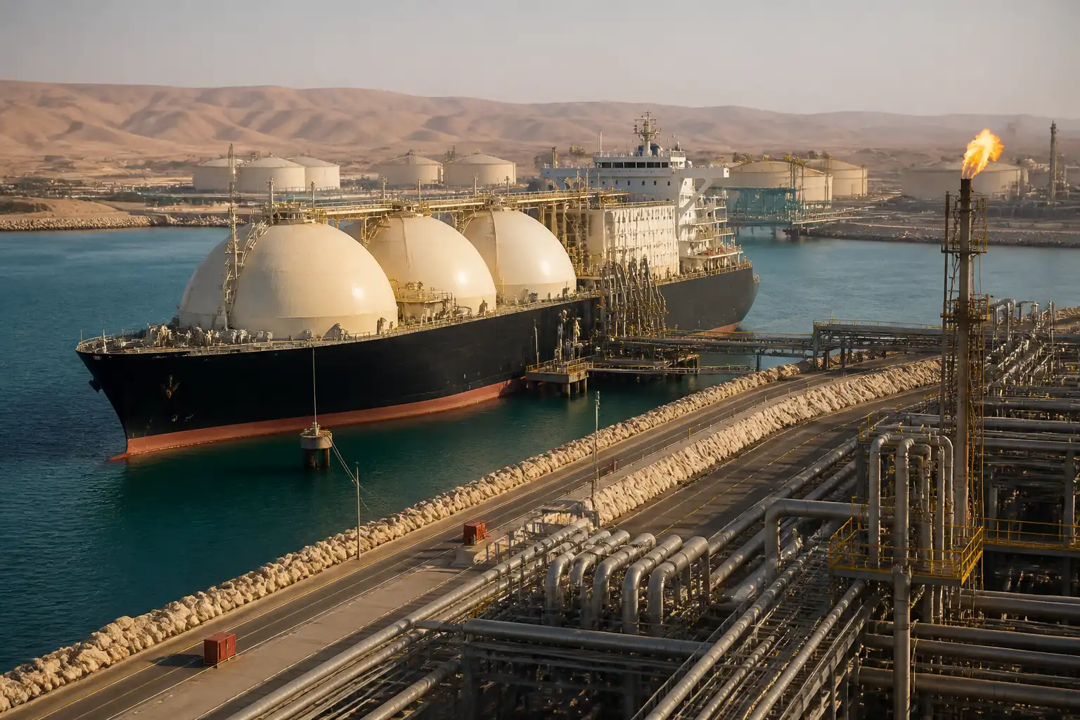 Illustration of LNG Trung Đông bị mắc kẹt, thị trường khí đốt toàn cầu biến động