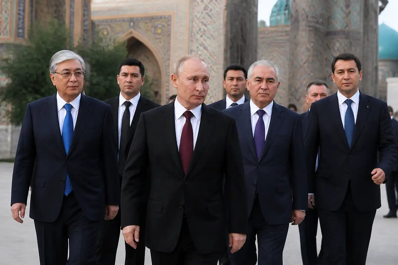Illustration of Putin nỗ lực giữ ảnh hưởng đang suy giảm của Nga ở Trung Á