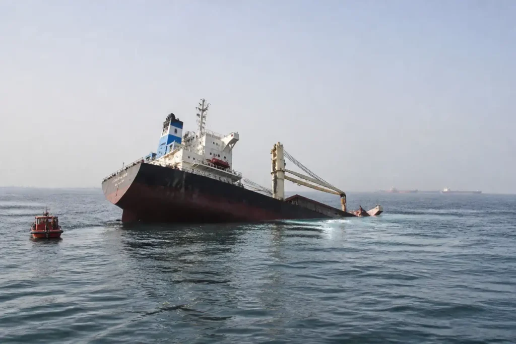 Illustration of Tàu chìm ở eo biển Hormuz khi Iran gia tăng tấn công hàng hải