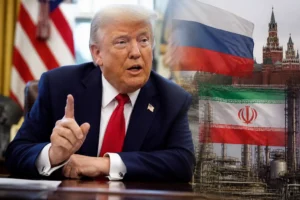 Illustration of Trump dùng Graham Act để siết Nga, gây sức ép lên Iran