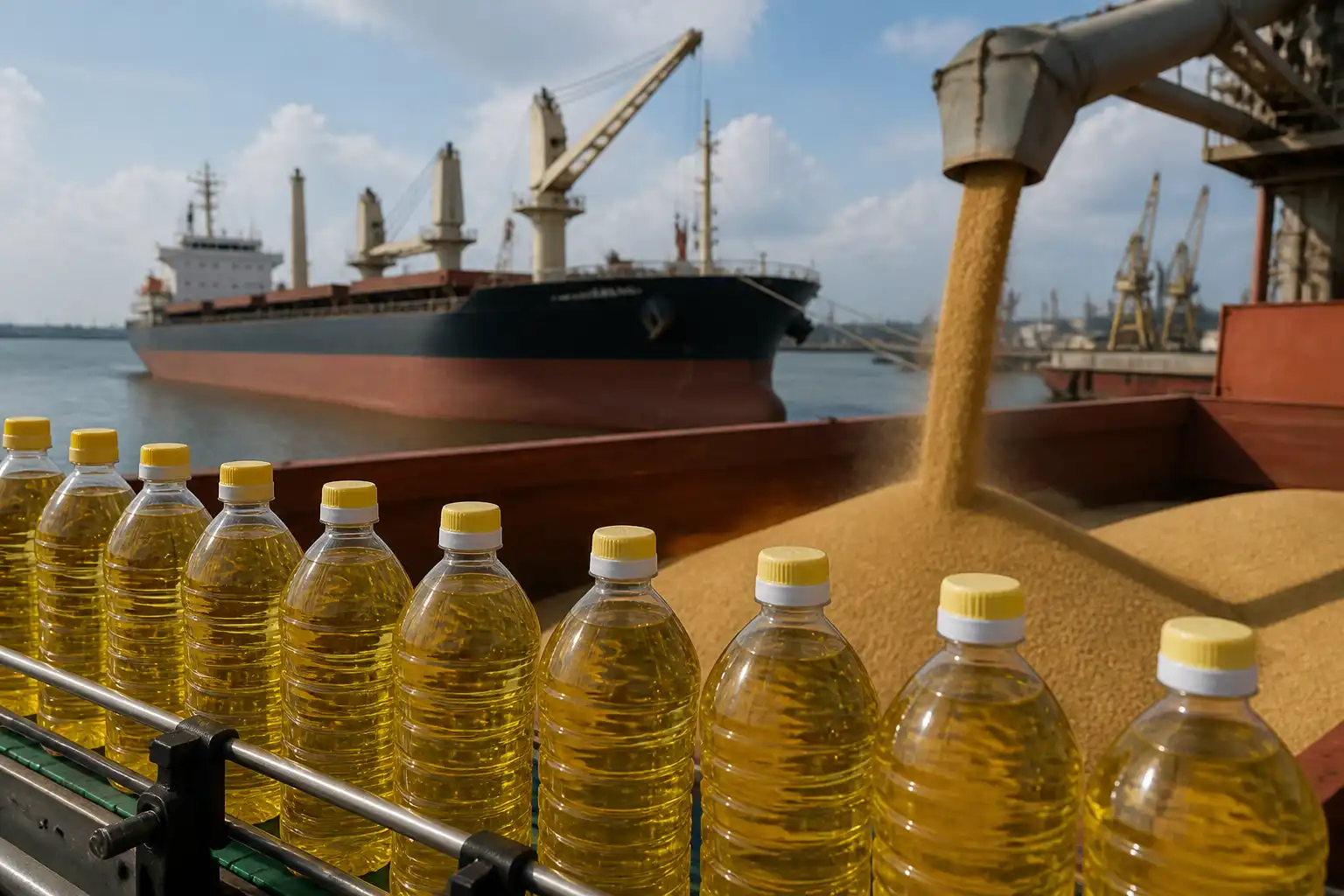 Illustration of Ukraine ưu tiên xuất khẩu dầu ăn hơn ngũ cốc do hạn chế logistics